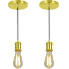 Kit 2 Pendente Tubo Cilindro Nordic Dourado