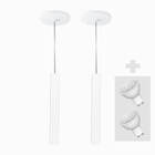 Kit 2 Pendente Tubo Palito 30cm - Branco + Lampada Led 4w