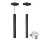 Kit 2 Pendente Tubo Palito 45cm - Preto + Lampada Led 4w