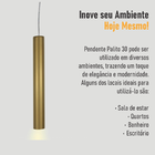 Kit 2 Pendente Tubo Palito Moderno 30cm - Ouro