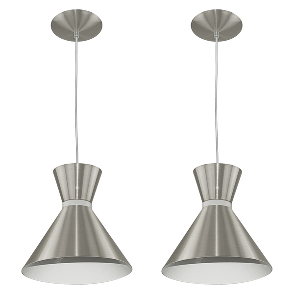 Kit 2 Pendentes Berlin 21cm Mesa Balcão Gourmet Escovado