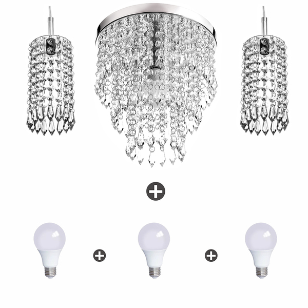 Kit 2 Pendentes Clearcrillic + Manucrillic Com Lâmpadas 3000