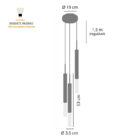 Kit 2 Pendentes De Teto Luminária Tubo Triplo Difusor Prata