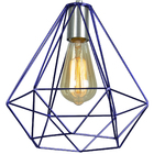 Kit 2 Pendentes Diamante Aramado Grande Azul Metalico