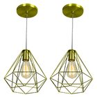 Kit 2 Pendentes Diamante Aramado Grande Dourado