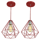 Kit 2 Pendentes Diamante Aramado Grande Vermelho