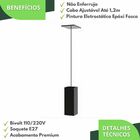 Kit 2 Pendentes Industrial Preto Quadrado Moderno U.elg