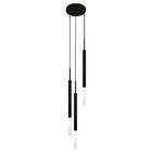 Kit 2 Pendentes Luminária De Teto Tubo Triplo Difusor Preto