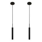 Kit 2 Pendentes Luminária Teto Tubo Sala Cama Preto 40cm