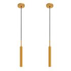 Kit 2 Pendentes Luminária Teto Tubo Sala Quarto Dourado 40cm