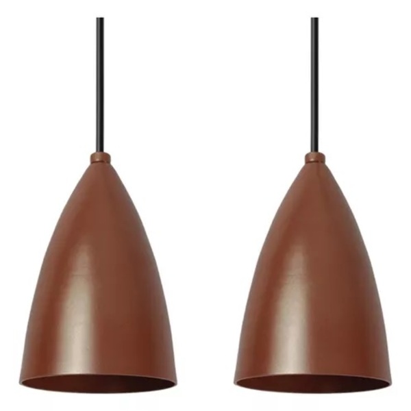 Kit 2 Pendentes Luminárias Cairo P/ Lâmpada E27 Bivolt Marrom