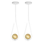Kit 2 Pendentes Lustre On Drop Branco Globo De Vidro Âmbar