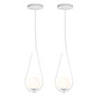 Kit 2 Pendentes Lustre On Drop Branco Globo De Vidro Branco