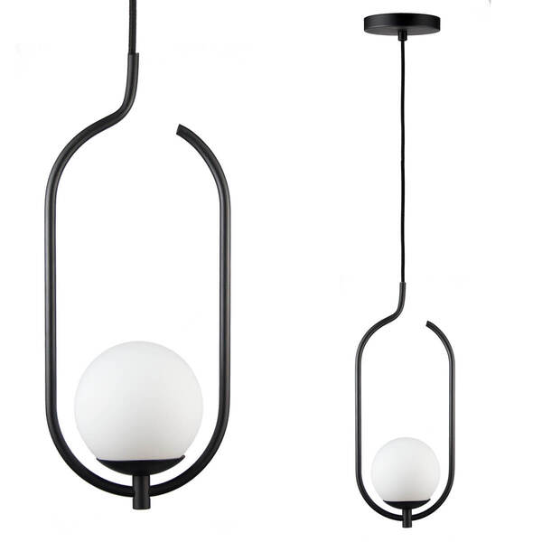 Kit 2 Pendentes Lustres On Clip Preto Globo De Vidro Branco