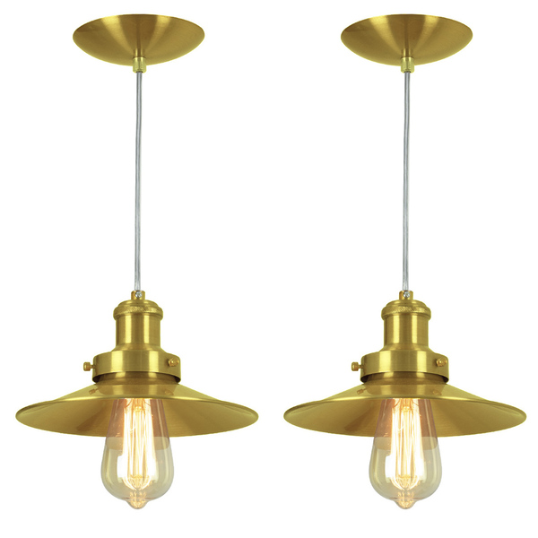 Kit 2 Pendentes Nordic Industrial 22 Cm Dourado Gold