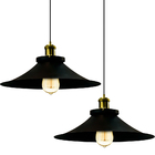 Kit 2 Pendentes Nordic Industrial 38 Cm Preto Com Dourado