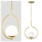 Kit 2 Pendentes On Loop Dourado Com Globo De Vidro Branco