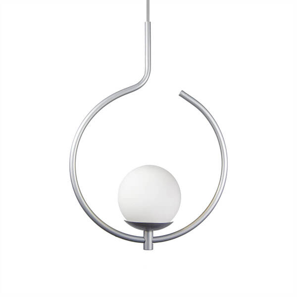 Kit 2 Pendentes On Loop Prata Com Globo De Vidro Branco