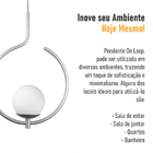 Kit 2 Pendentes On Loop Prata Com Globo De Vidro Branco