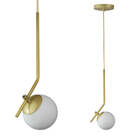 Kit 2 Pendentes On Ly - Dourado Com Globo De Vidro Branco