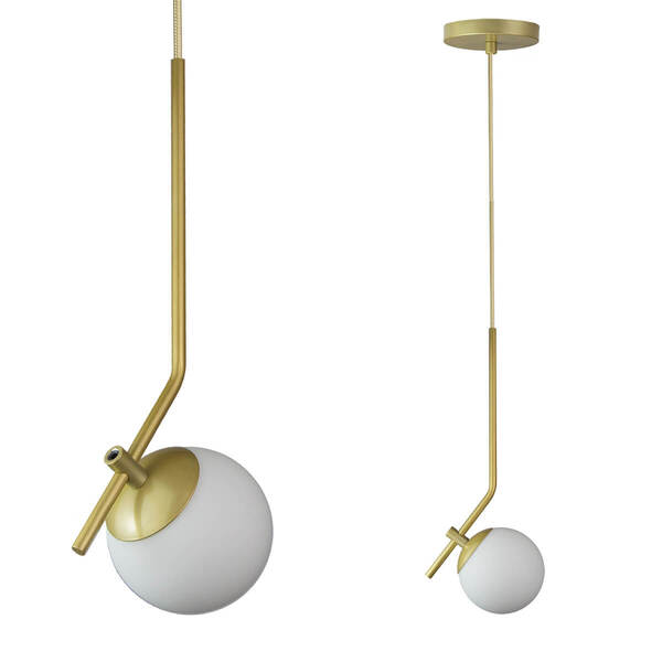 Kit 2 Pendentes On Ly - Dourado Com Globo De Vidro Branco