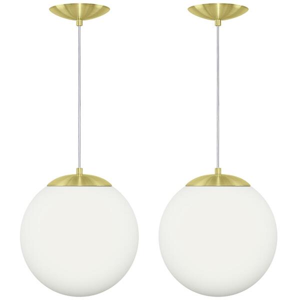 Kit 2 Pendentes Orby Bola Globo Grande 23 Cm Dourado
