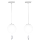 Kit 2 Pendentes Orby Bolinha Branco + Lampada 6000k