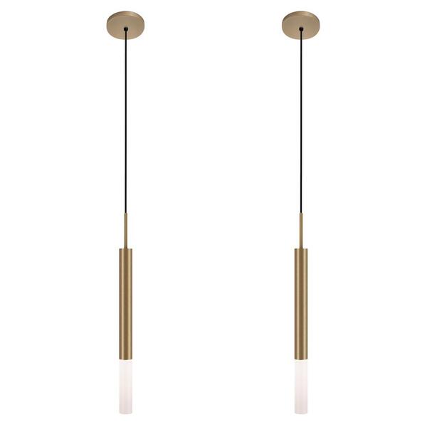 Kit 2 Pendentes Teto Luminária Tubo Difusor Mesa Sala Bronze