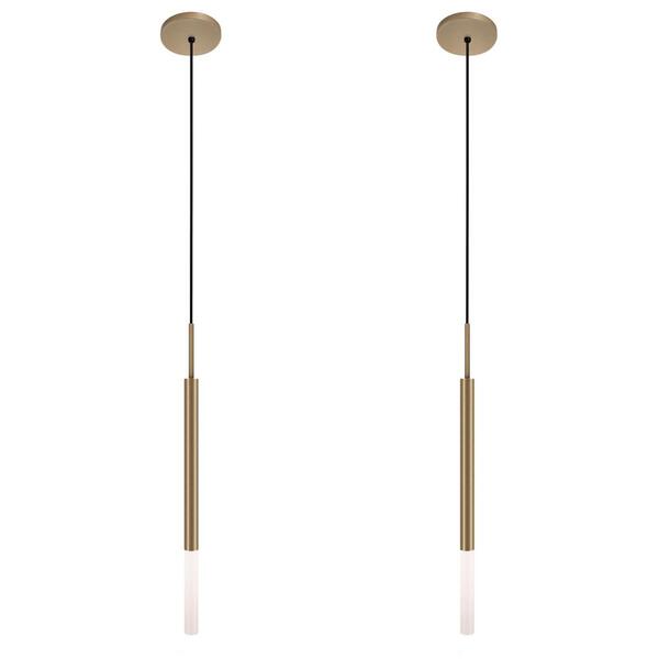 Kit 2 Pendentes Teto Luminária Tubo Difusor Sala Hall Bronze