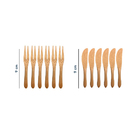 Kit 2 Petisqueiras Com Garfo E Faca De Bambu Natural U