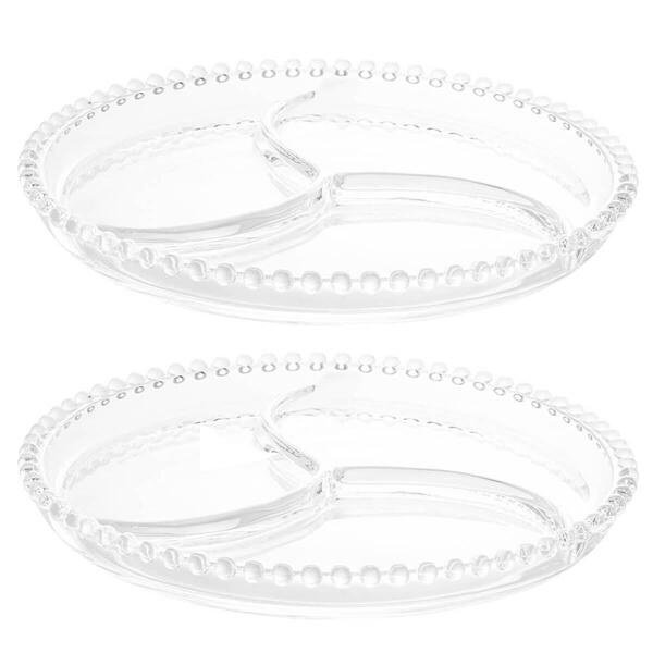 Kit 2 Petisqueiras De Cristal 3 Divisórias 23cm Wolff Pearl D