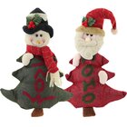 Kit 2 Pinheiros De Pelúcia Natal Papai Noel Boneco De Neve Pe