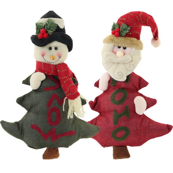 Kit 2 Pinheiros De Pelúcia Natal Papai Noel Boneco De Neve Pe