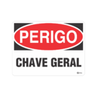 Kit 2 Placas Adesiva Pvc Alerta Perigo Chave Geral 15x20 Cm