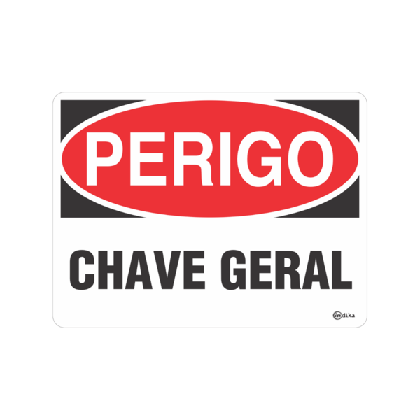 Kit 2 Placas Adesiva Pvc Alerta Perigo Chave Geral 15x20 Cm