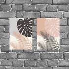 Kit 2 Placas Decor Folhagens Rosa E Cinza 18x27cm