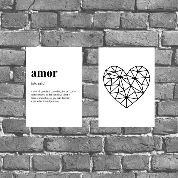 Kit 2 Placas Decorativas Amor Significado 18x27cm