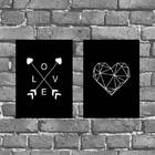 Kit 2 Placas Decorativas Love Geométrico 18x27cm