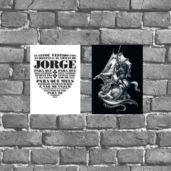 Kit 2 Placas Decorativas Oração São Jorge 18x27cm