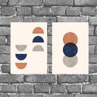 Kit 2 Placas Parede Abstratas Terracota 18x27cm