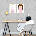 Kit 2 Placas Parede Anjo Da Guarda Rosa 18x27cm