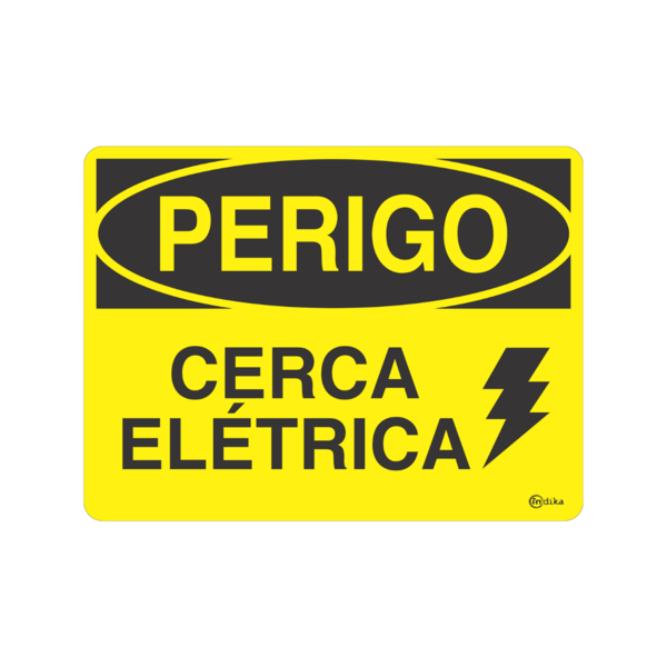 Kit 2 Placas Sinalização Adesiva Alerta Perigo Cerca Elétrica