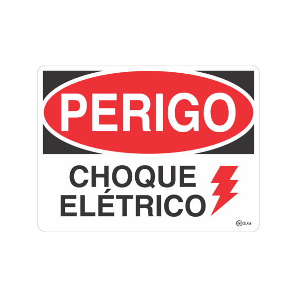 Kit 2 Placas Sinalização Adesiva Perigo Choque Elétrico Pvc 1