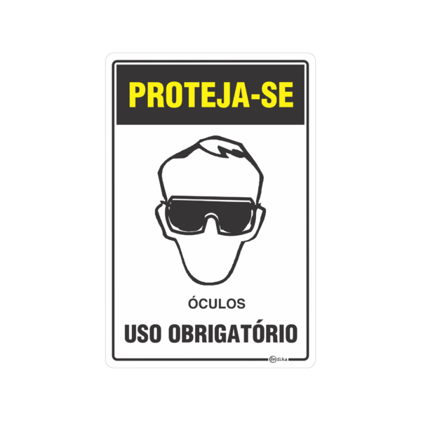Kit 2 Placas Sinalização Adesiva PVC Uso EPI  20x30 Cm Óculos