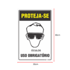 Kit 2 Placas Sinalização Adesiva PVC Uso EPI  20x30 Cm Óculos