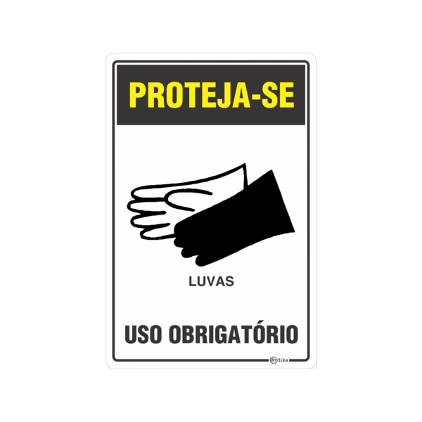Kit 2 Placas Sinalização Adesiva Uso Obrigatório Luva 20x30 C