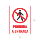 Kit 2 Placas Sinalização Entrada Proibida 15x20Cm Pvc Adesiva