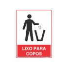 Kit 2 Placas Sinalização Indicativa Lixo Para Copos Pvc Adesi