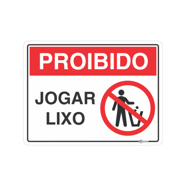 Kit 2 Placas Sinalização Indicativa Proibido Jogar Lixo Adesi