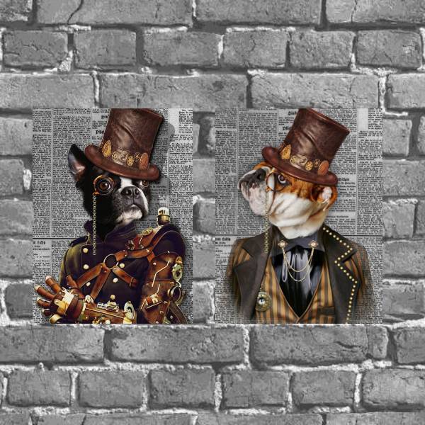 Kit 2 Placas Vintage Cachorros Humanos 18x27cm